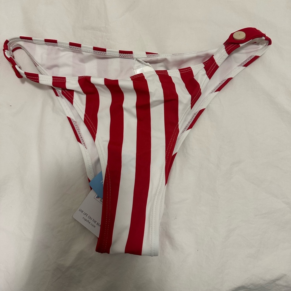 Cupshe red and white striped bikini bottoms